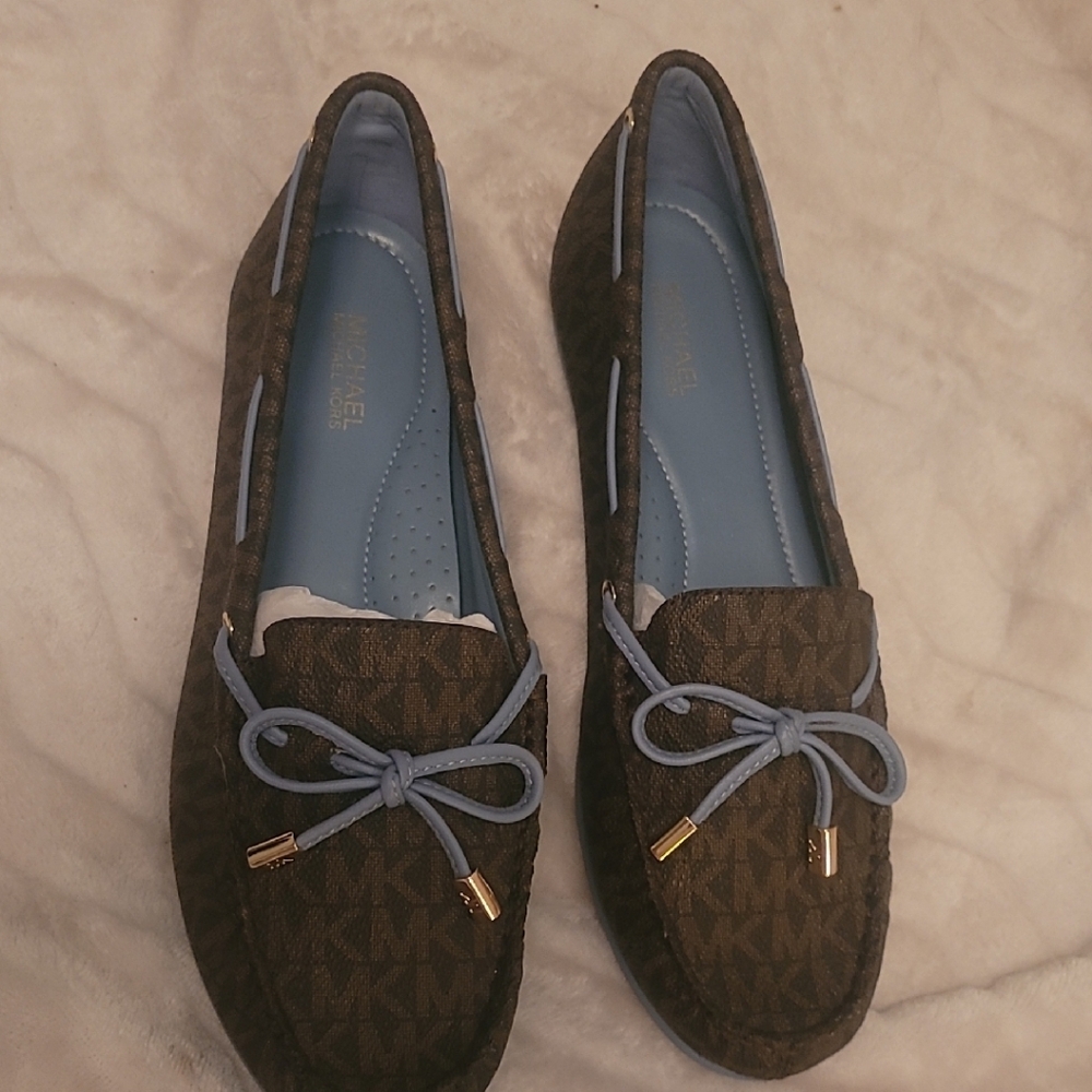 Michael Kors Brown and Blue Suede Loafers